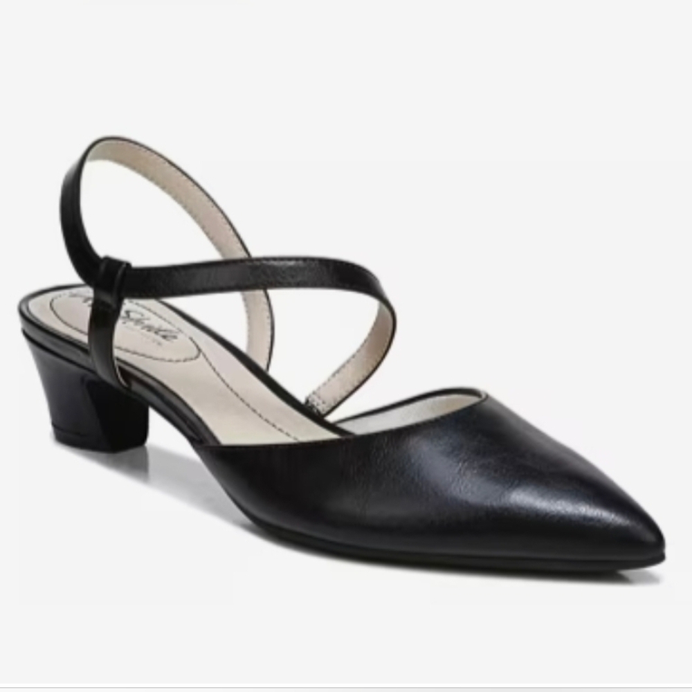 LifeStride 'Minimalist' Pump Slingback Heels Black Womens 8.5 W NEW NWT